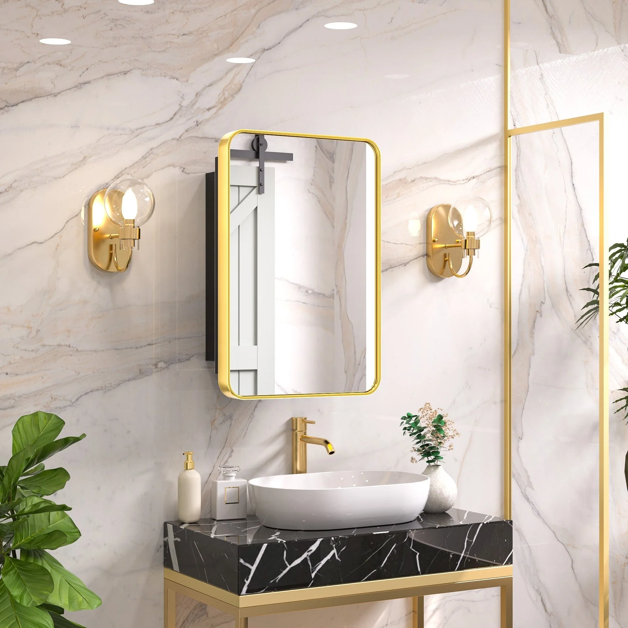 KEONJINN Medicine Cabinets for Bathroom with Mirror, Stainless Steel 1-3 Framed Doors