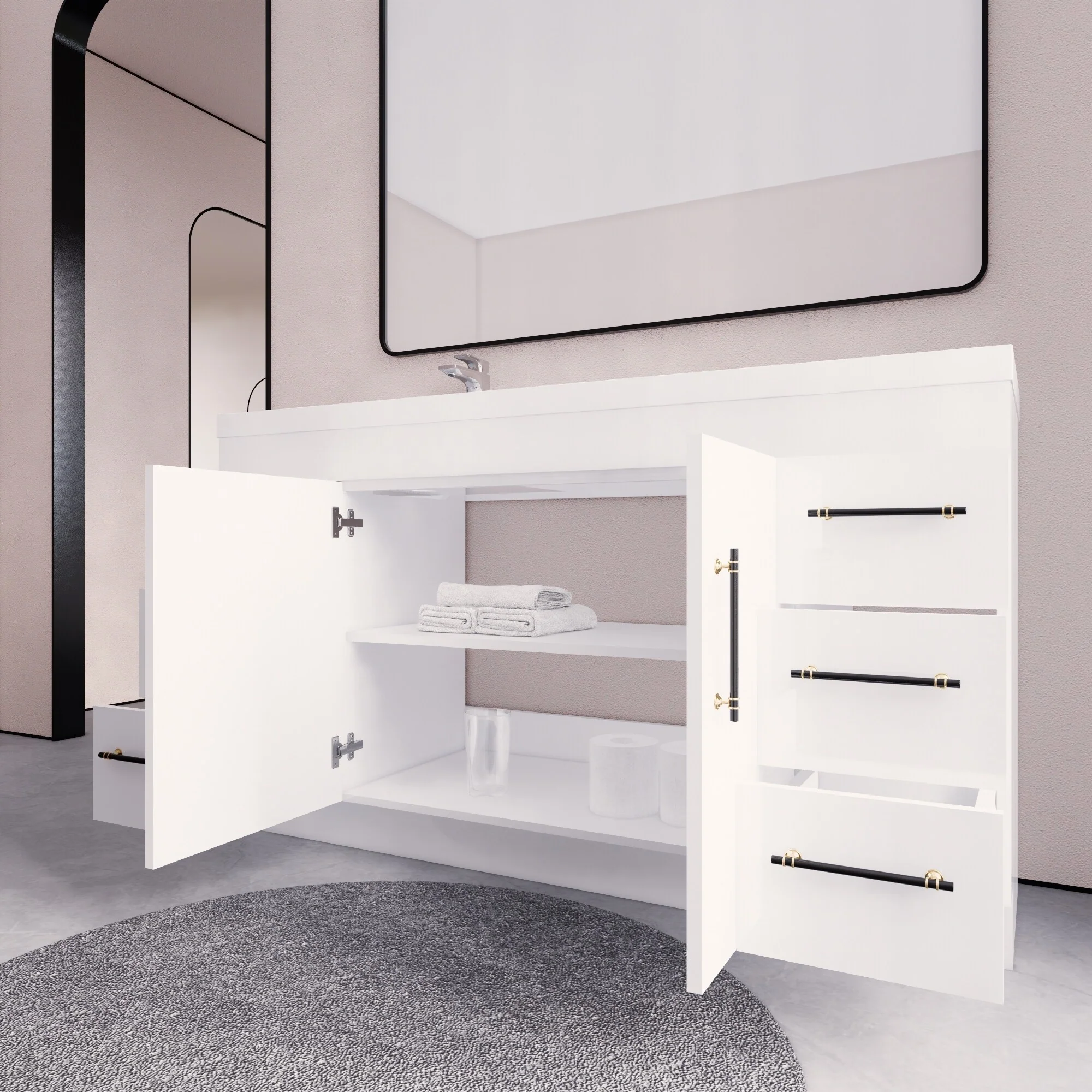 Eliza 60'' Freestanding Vanity with Single Sink on the Left