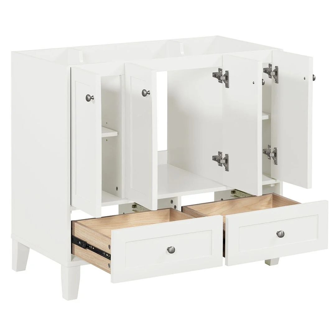36'' Bathroom Vanity with Sink Set, Solid Wood Frame Bathroom Storage Cabinet, Freestanding Vanity Set