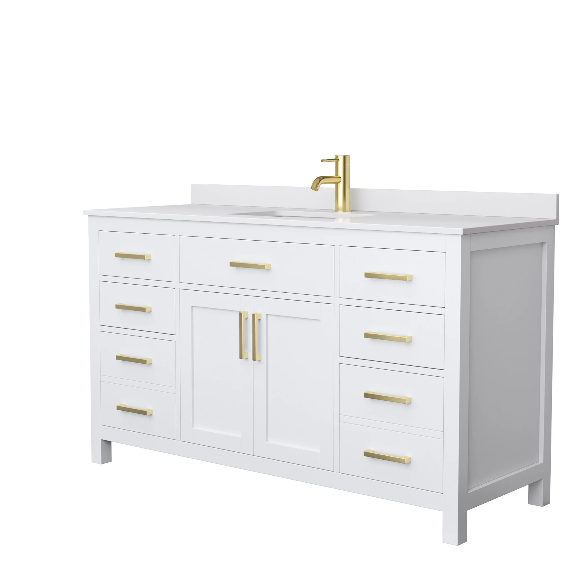 Beckett 60 Inch Single Vanity, Cultured Marble Top