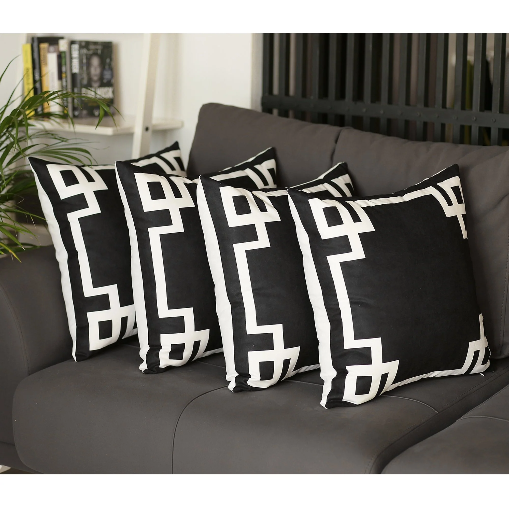 Geometric Greek Key Decorative Throw Pillow Cover Set (Set of 4)