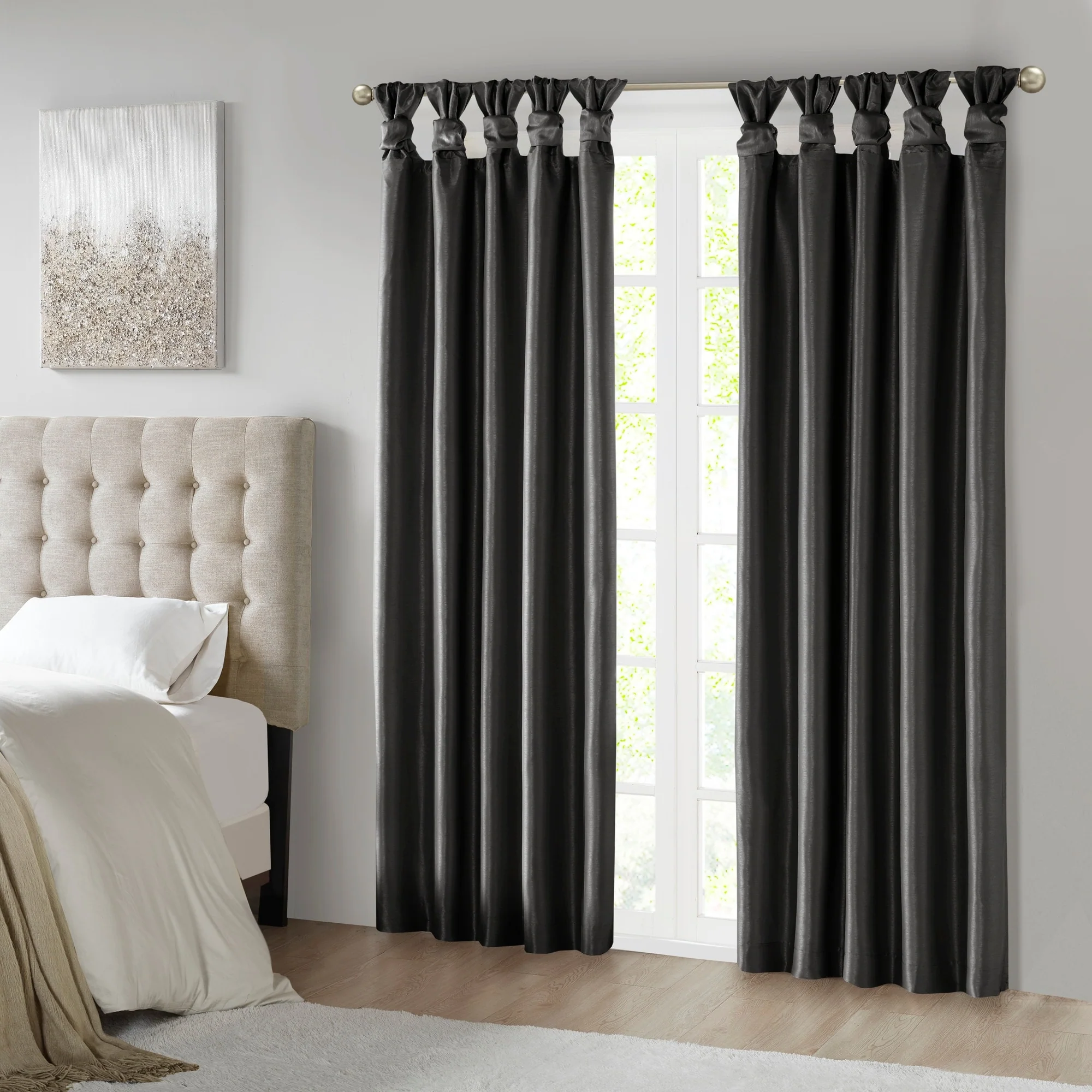 Twist Tab Total Blackout Window Curtain Panel Black 50x95