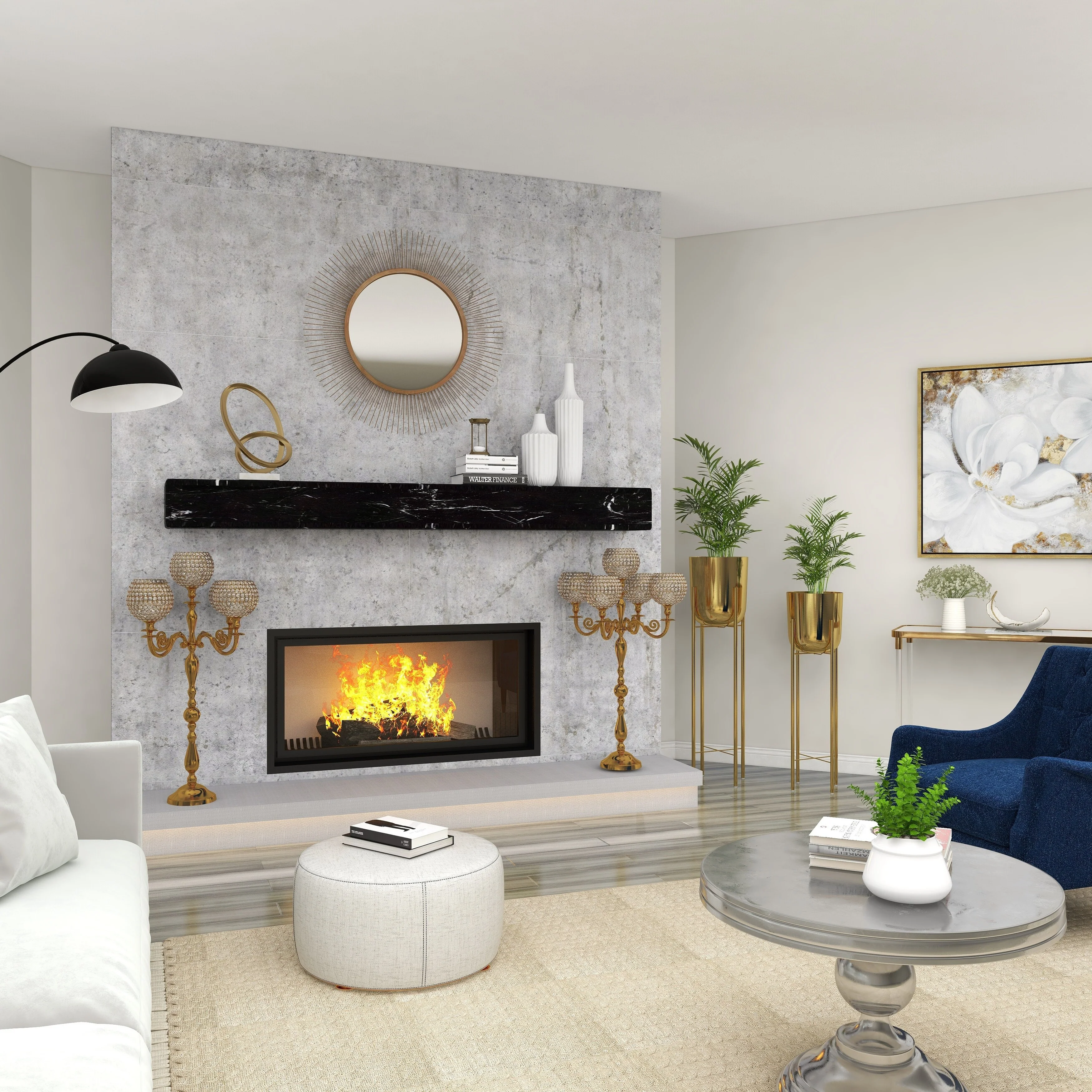 Gold Aluminum Metal Candelabra - 24 x 24 x 40