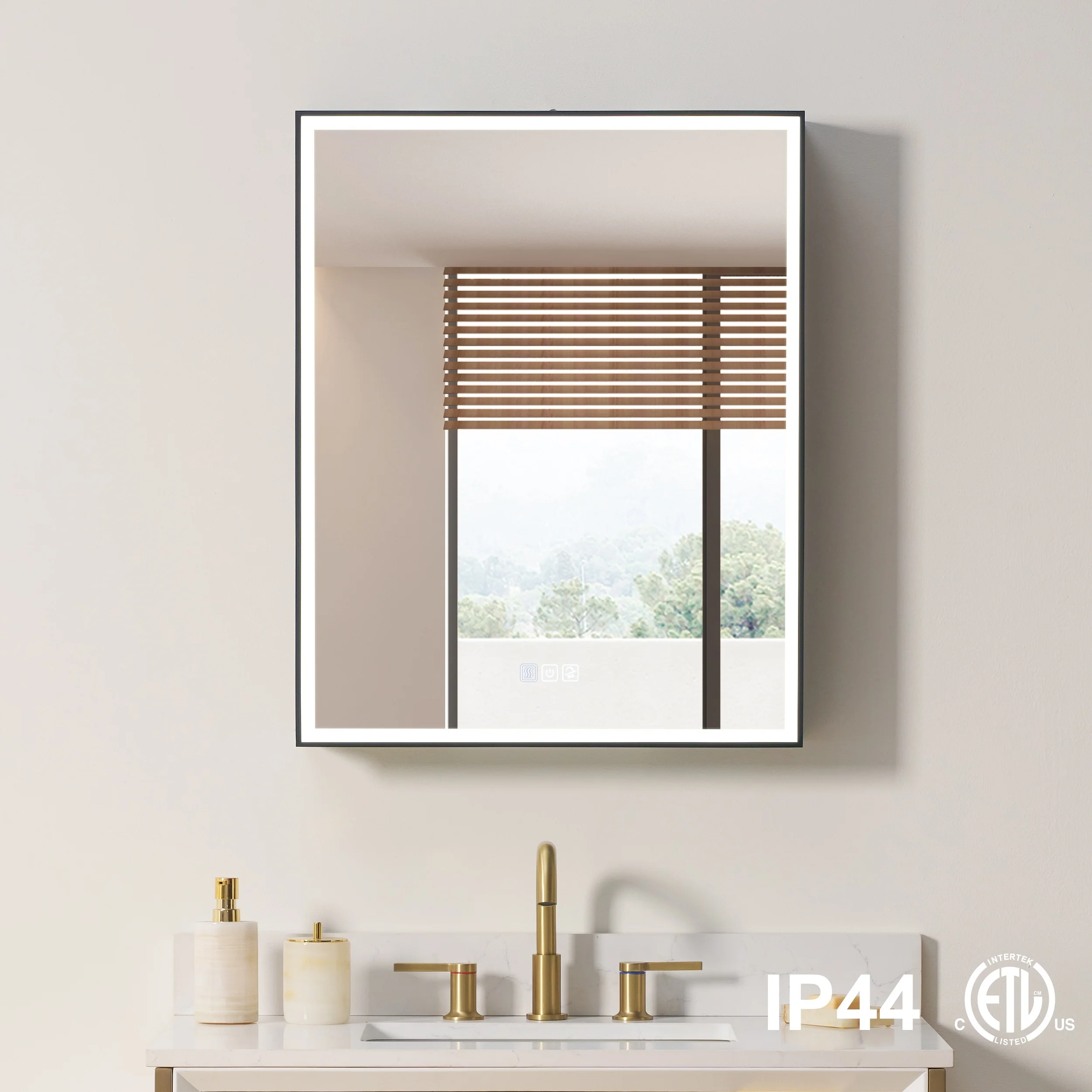 30'' H Recessed Or Surface Wall Mounted LED Mirror Cabinet With Mirror And Adjustable Shelves,Black Frame
