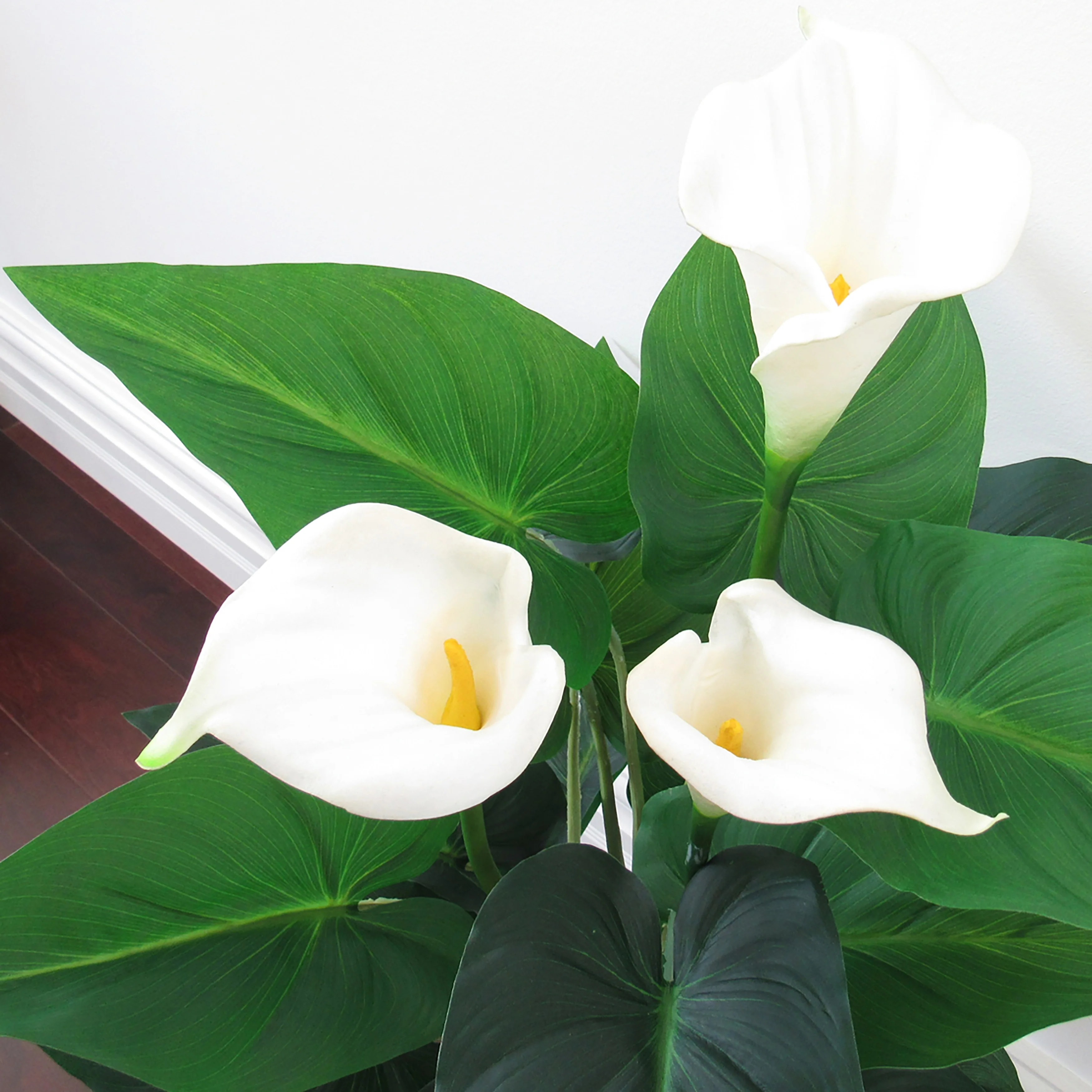 31in Real Touch White Artificial Calla Lily Flowering Plant in Black Pot - 31