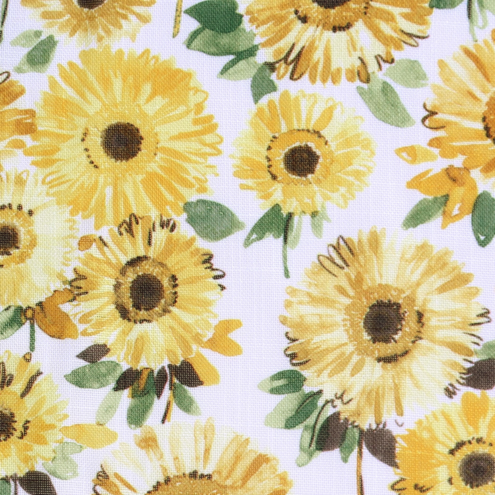 No. 918 Sunny Sunflower Print Semi-Sheer Rod Pocket Kitchen Curtain Valance and Tiers Set
