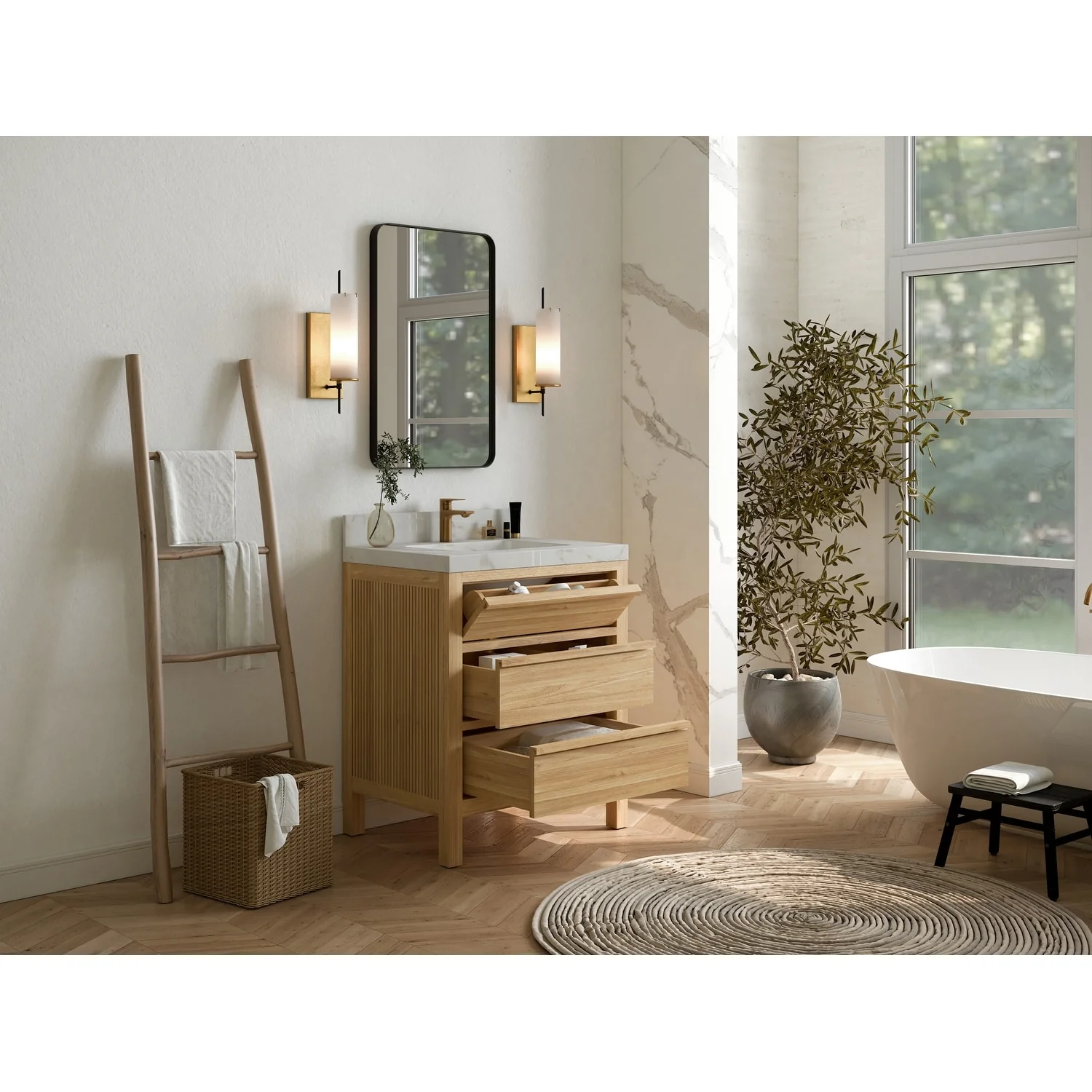 Willow Collections 30 in. W x 22 in. D Elizabeth Solid Teak Wodd Single Sink Bathroom Vanity with Countertop