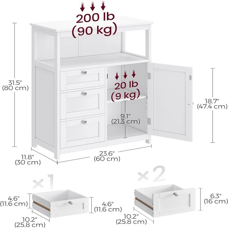 Bathroom Floor Storage Cabinet - 11.8