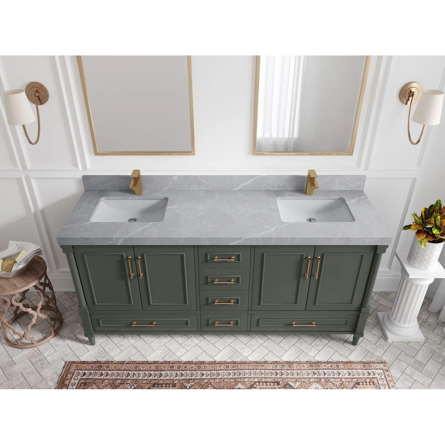 Willow Collections 72 in. W x 22 in. D Aberdeen Double Sink Bathroom Vanity with Countertops