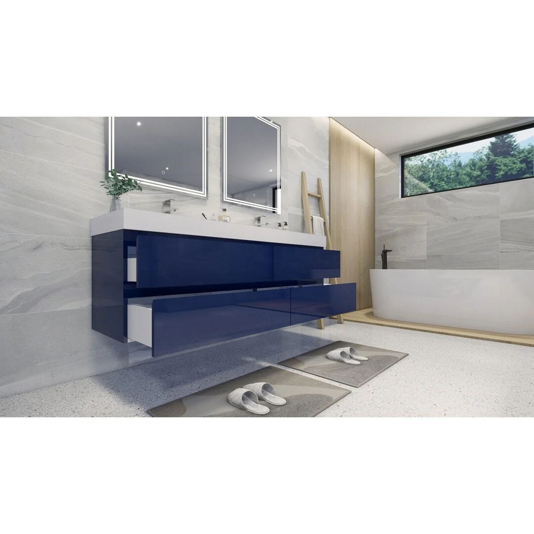 Baillie 72'' Wall-Mounted Vanity with Double Reinforced Acrylic Sink