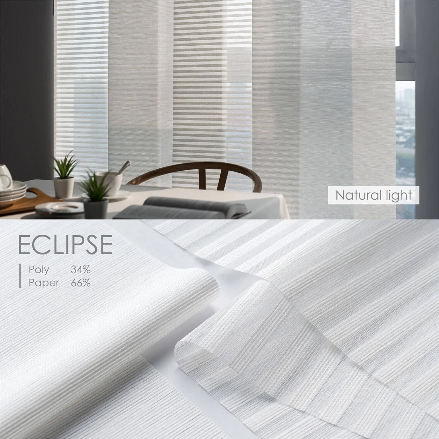 GoDear Design Natural Woven Adjustable Sliding Panel Track Blinds, Vertical Blinds, Cosmos Series, 45.8