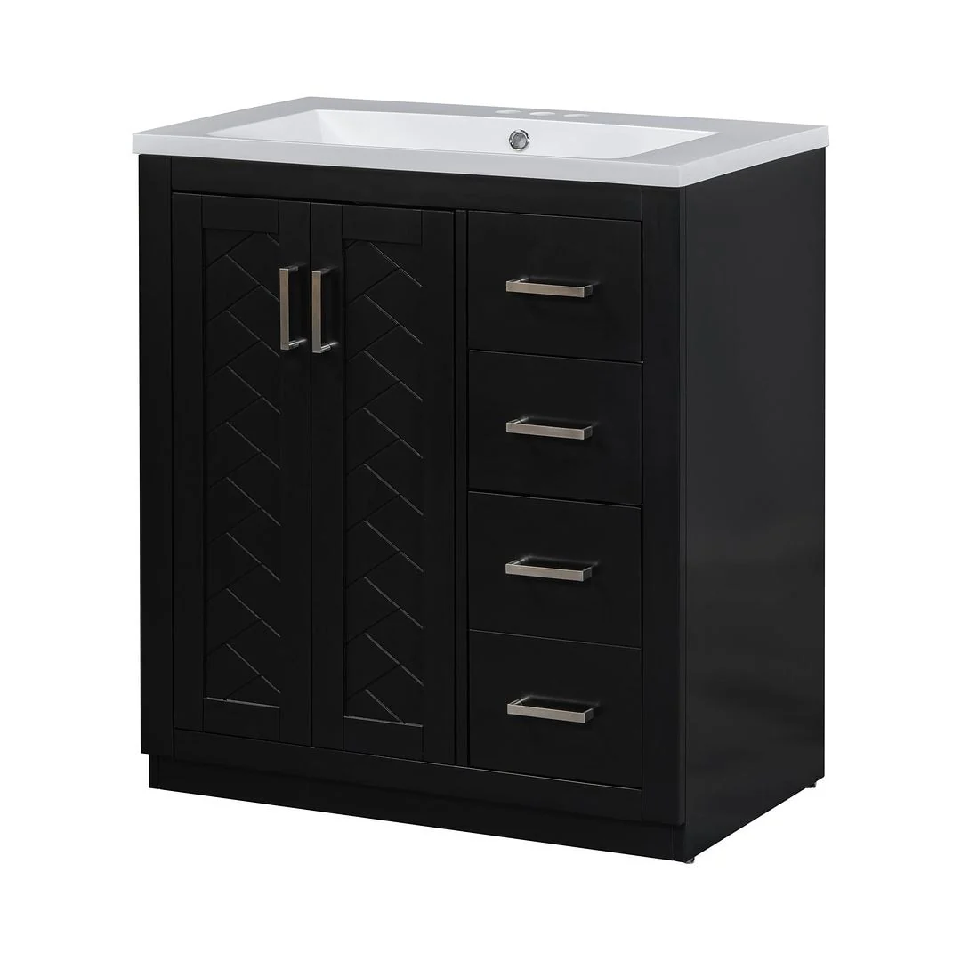 30'' Modern Freestanding Bathroom Vanity with Top Sink , Solid Wood Frame