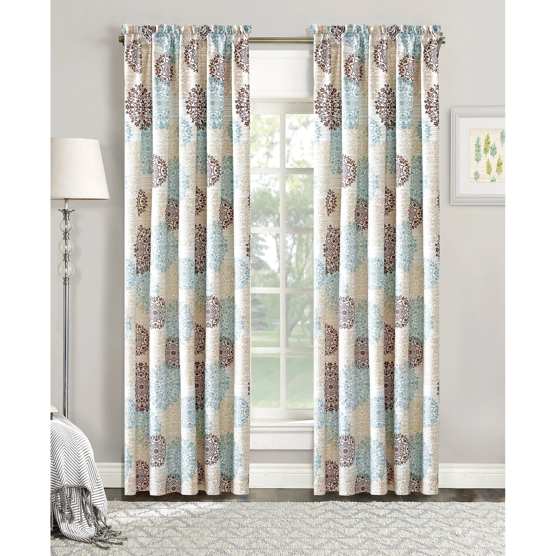 Serenta Marina Medallion Printed Curtain Panel Pair