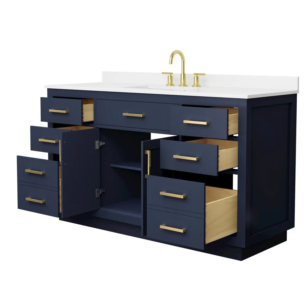 Beckett TK 60-inch Single Vanity, 3 Hole Quartz Top