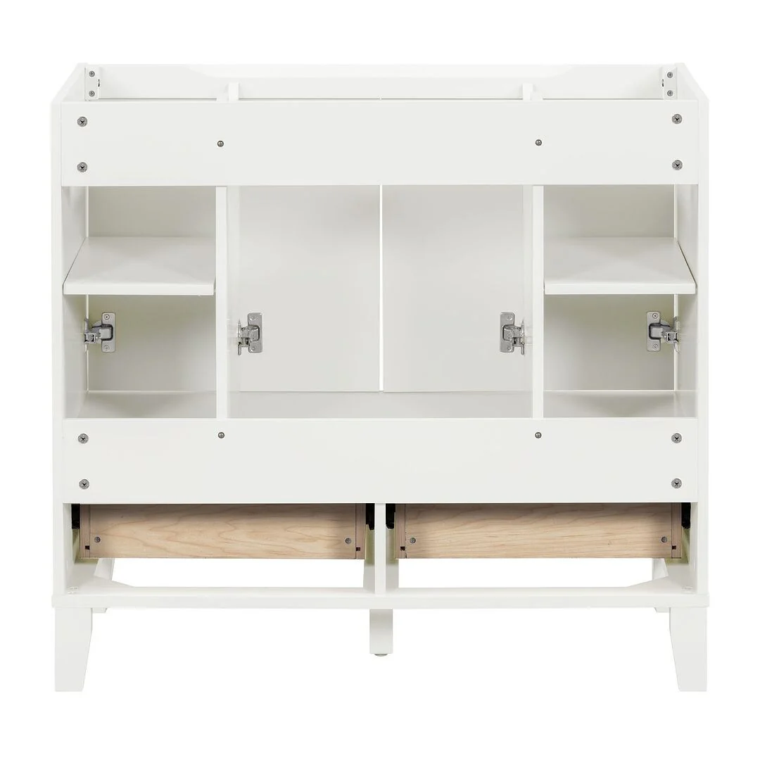 36'' Bathroom Vanity with Sink Set, Solid Wood Frame Bathroom Storage Cabinet, Freestanding Vanity Set