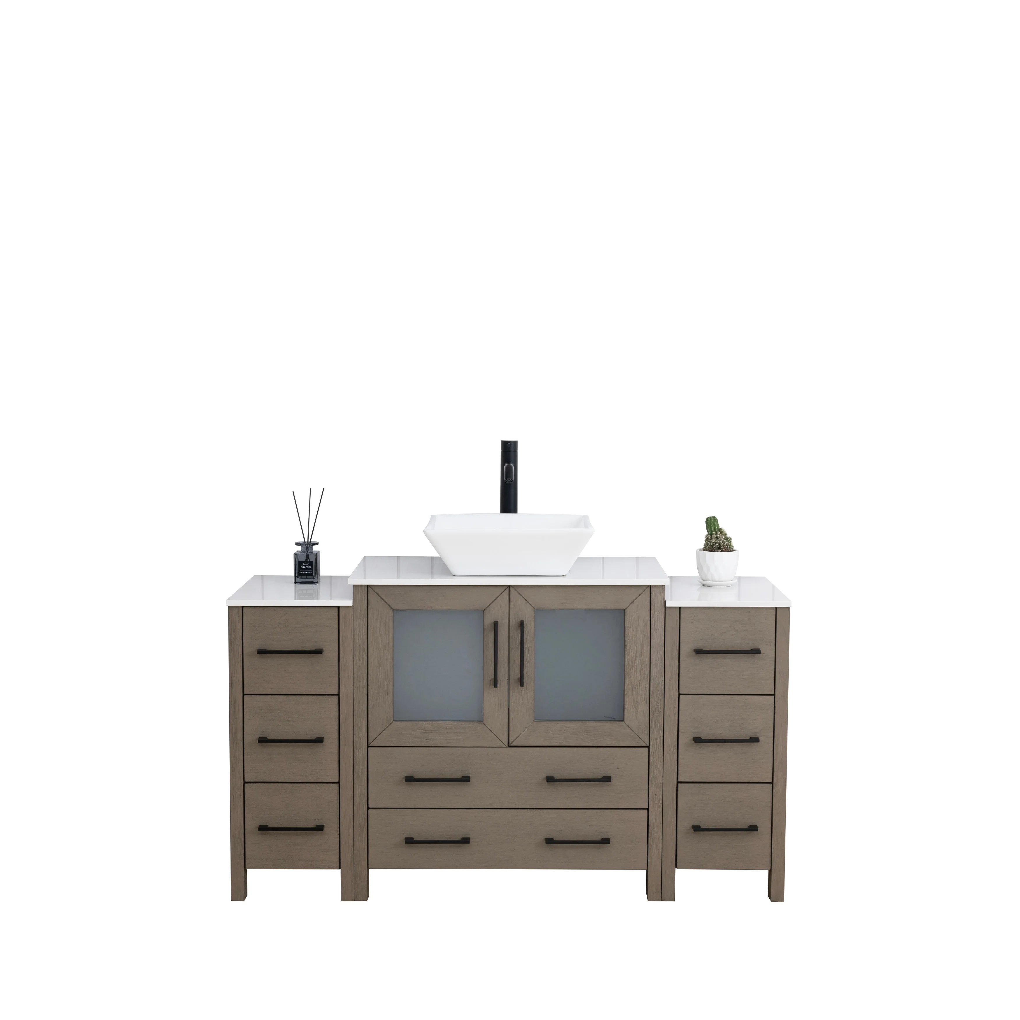 Vanity Art 54-inch Single Sink Bathroom Vanity Set with Engineered Marble Top and Free Mirror - 54 x 18.5 x 36 Inches