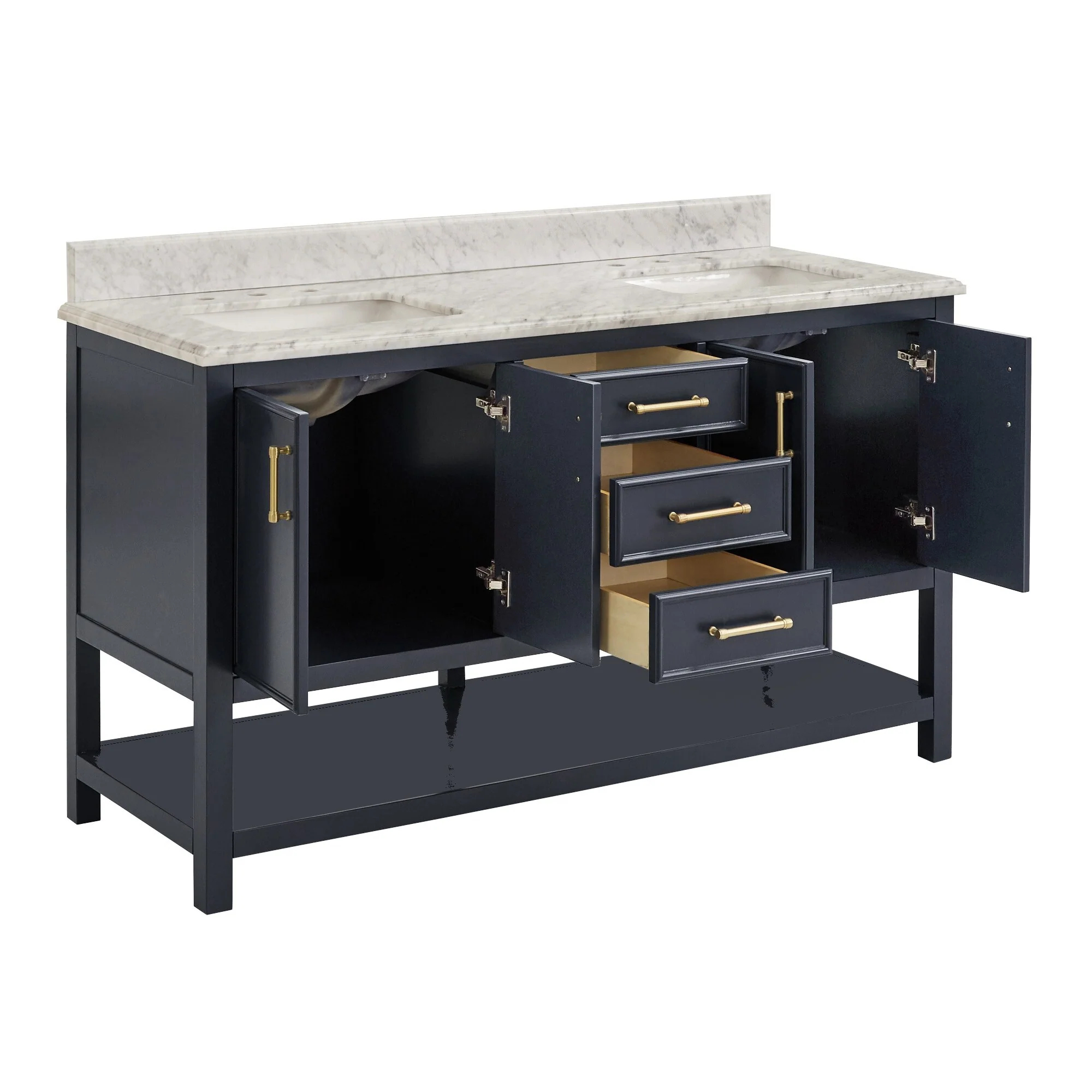 Lilleham Bathroom Sink Vanity with White Marble Veneer Stone Top by iNSPIRE Q Classic