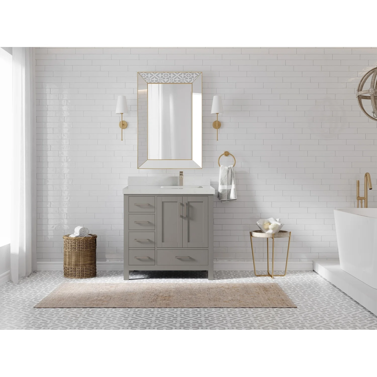 Willow Collections 36 in. W x 22 in. D Malibu Right Offset Sink Bathroom Vanity with Countertop