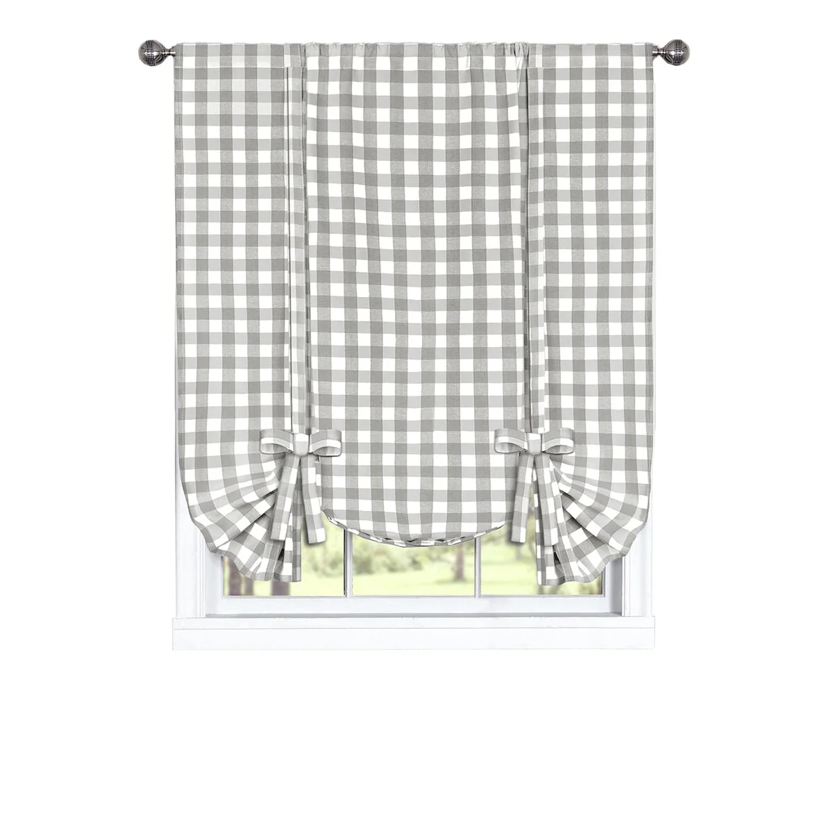 Achim Cotton Blend 63-inch Long Buffalo-check Window Tie-Up Shade