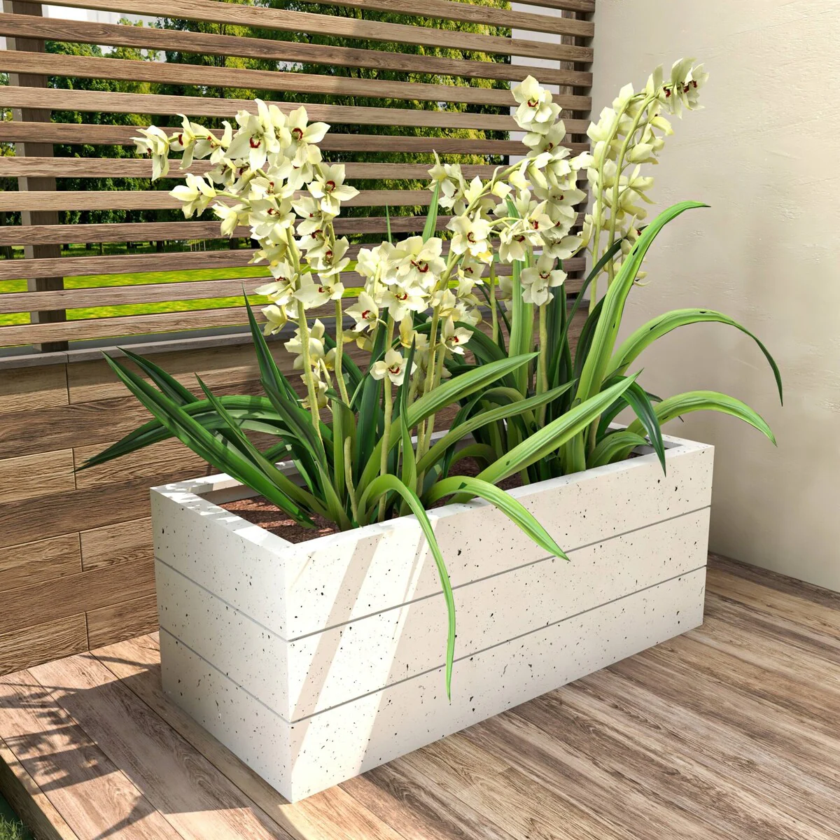 Oasis Modern Fiberstone Weather Resistant Planter Box With Drainage Holes