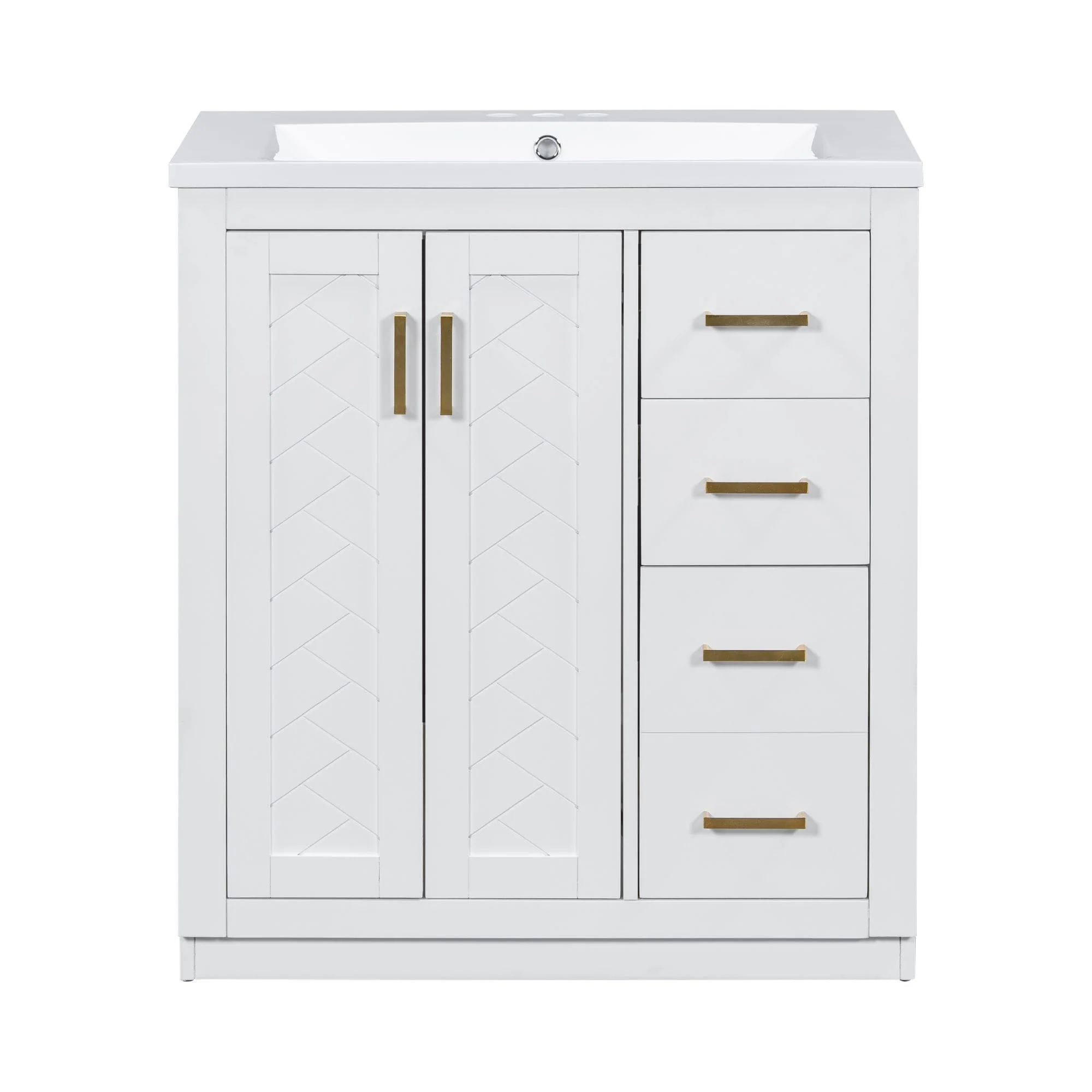 30'' Bathroom Vanity with Storage Cabinet and 3 Drawers