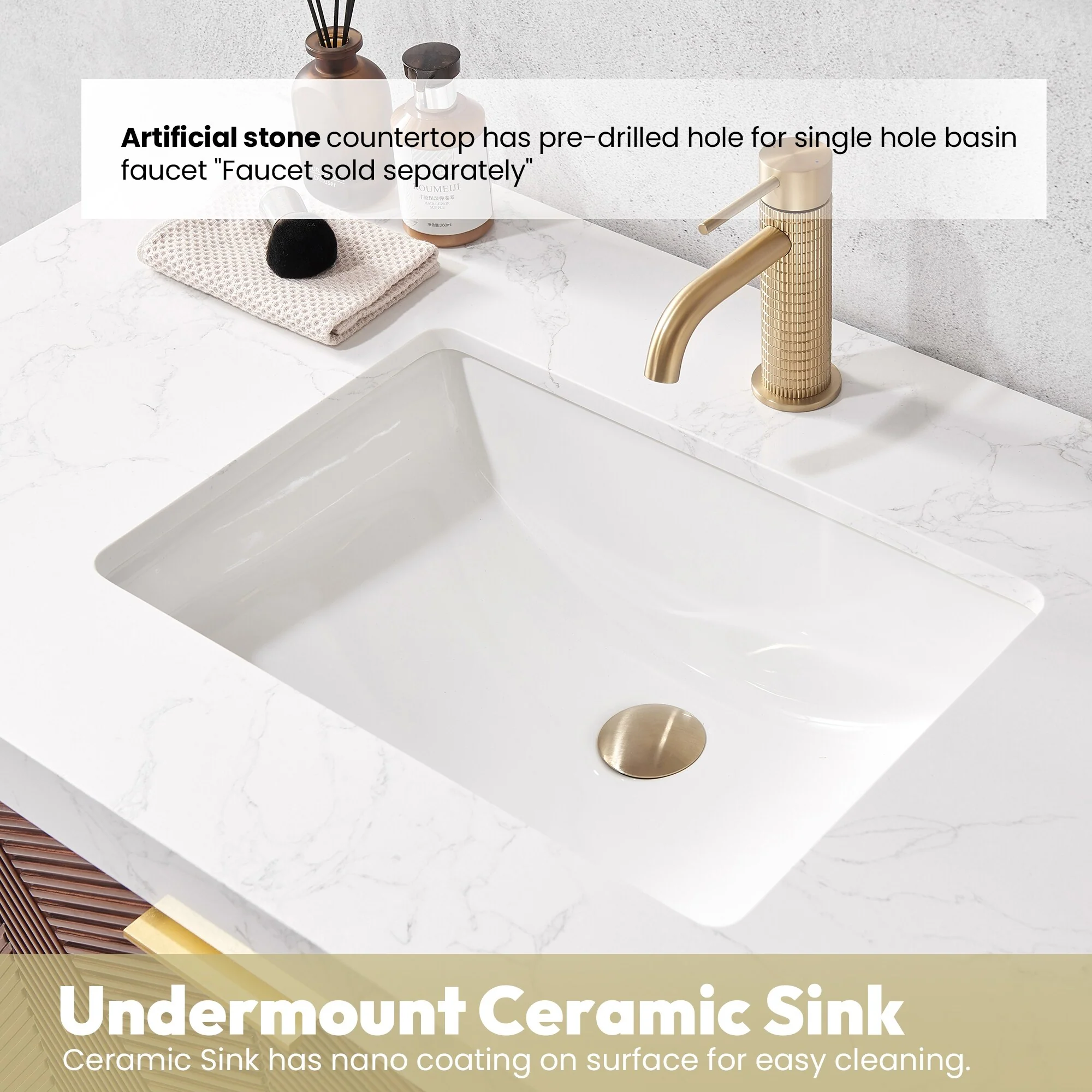 Mahon Double Bath Vanity with Composite Stone Top without Mirror
