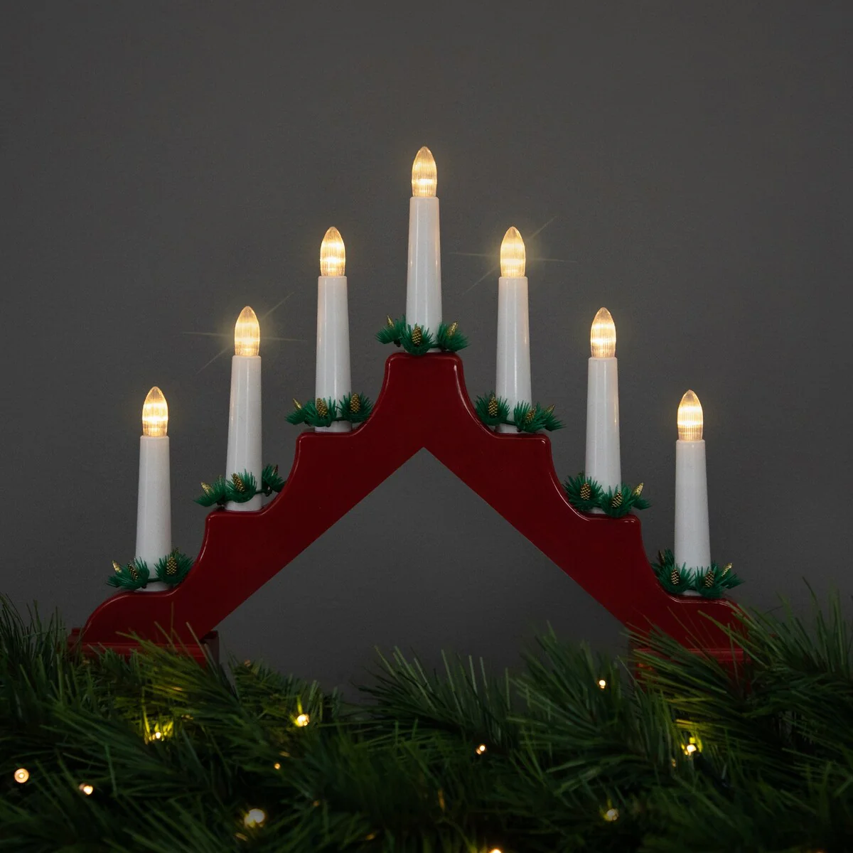 LED Lighted Christmas Candelabra Bridge - 13