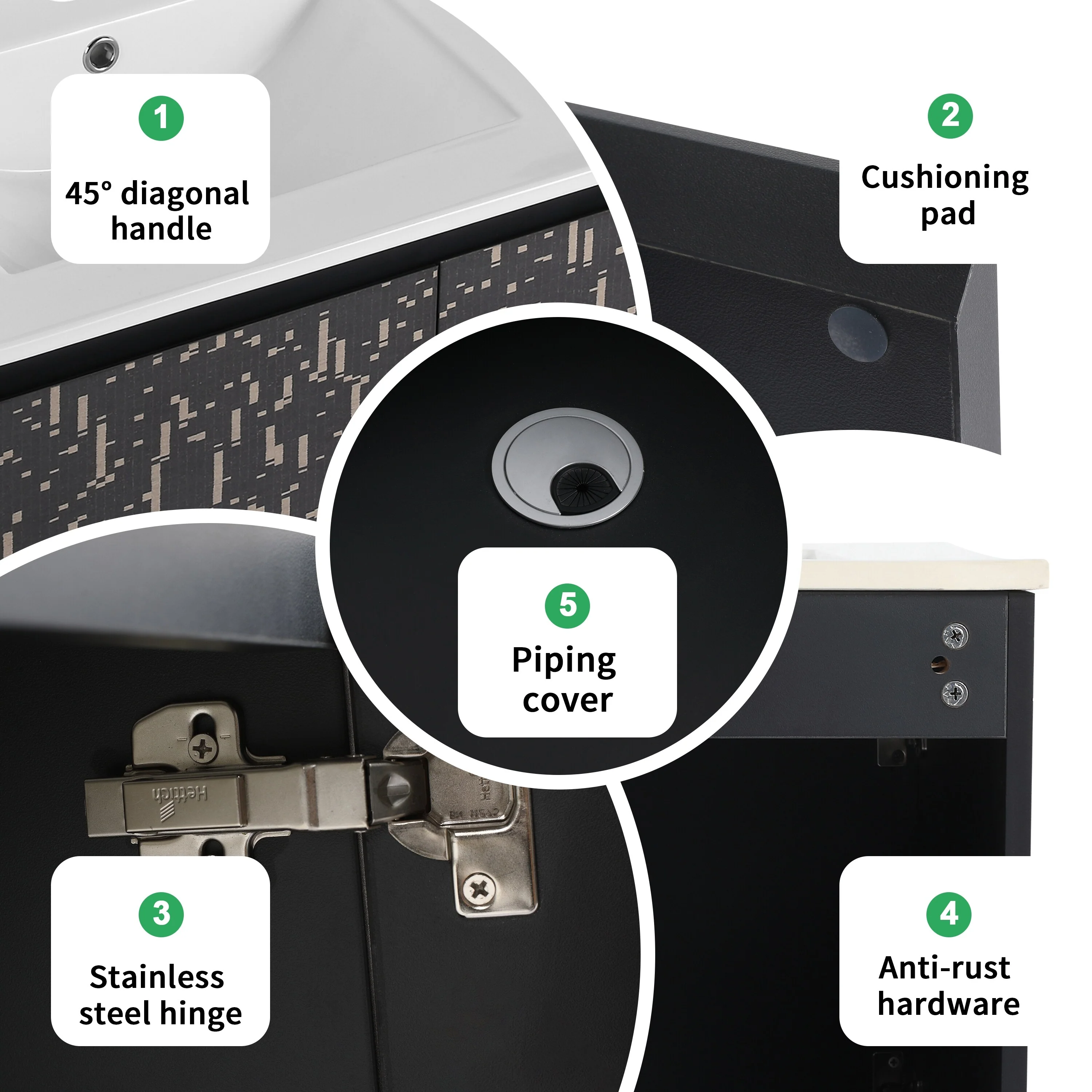 BNK 24/30/48 Inch Double Sink Bathroom Vanity with Soft Close Door