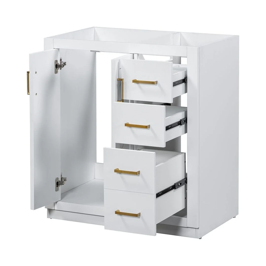 30'' Modern Freestanding Bathroom Vanity with Top Sink , Solid Wood Frame