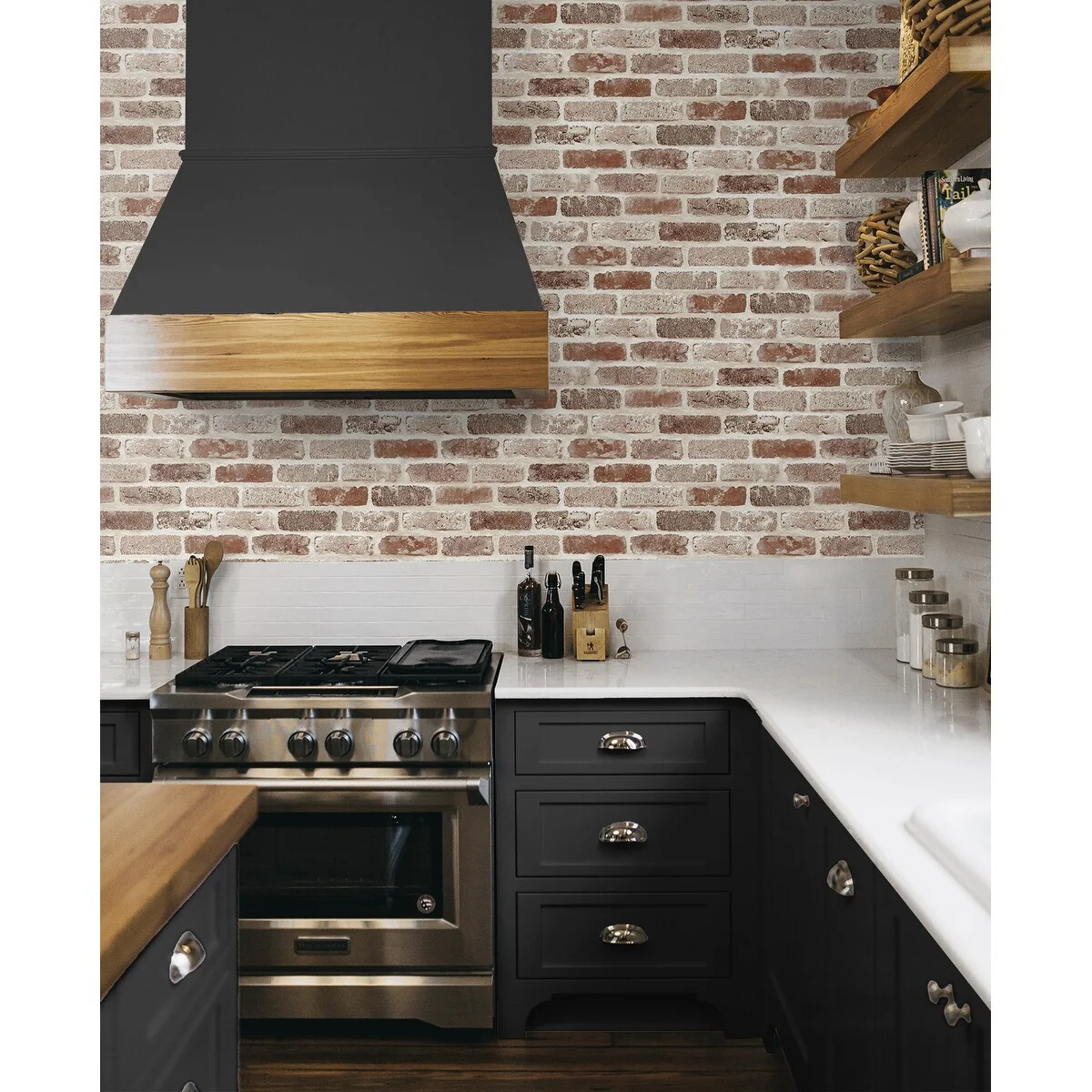 NextWall Washed Brick Peel and Stick Removable Wallpaper