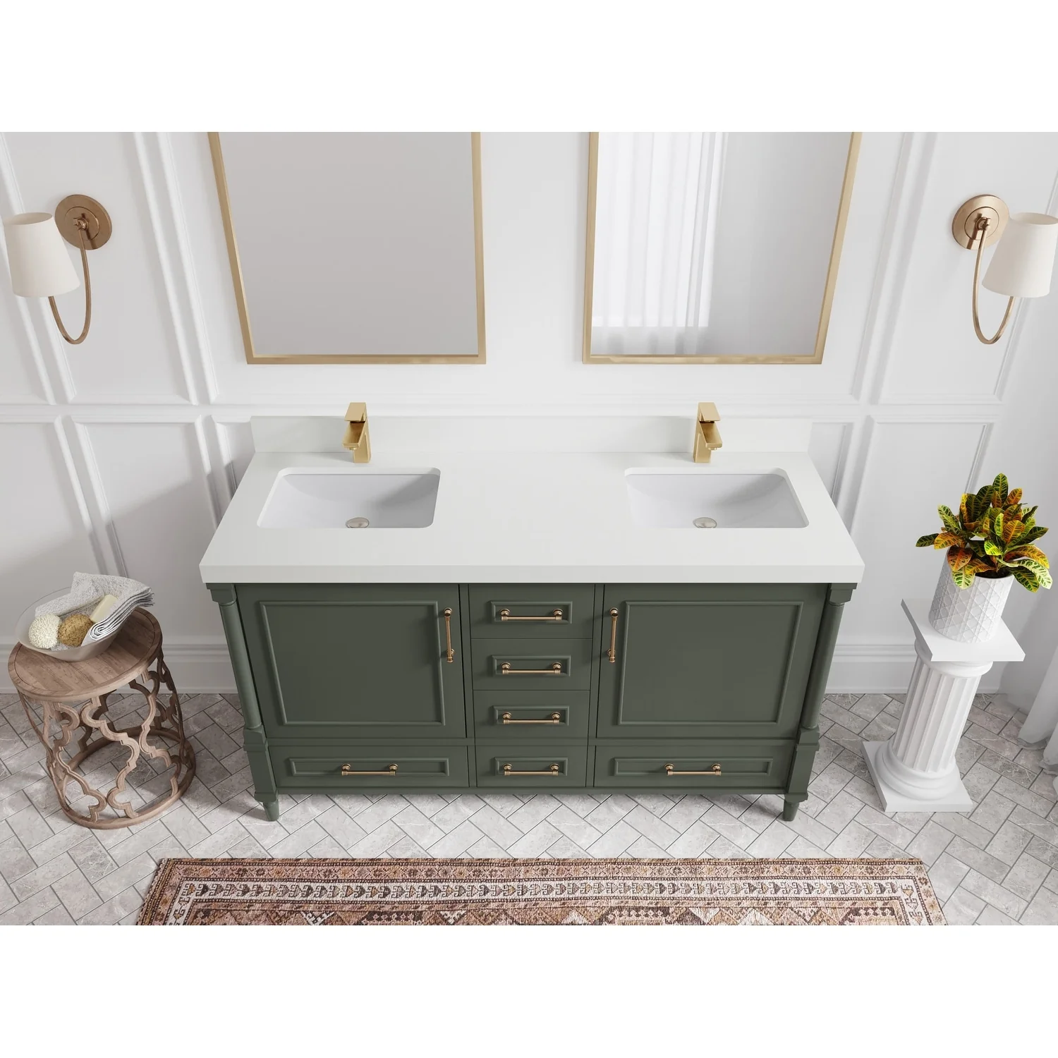 Willow Collections 60 in. W x 22 in. D Aberdeen Double Sink Bathroom Vanity with Countertop