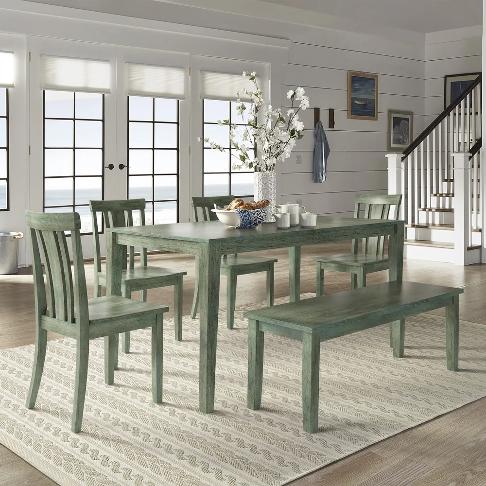 Wilmington II 60-Inch Rectangular Antique Sage Green Dining Set by iNSPIRE Q Classic