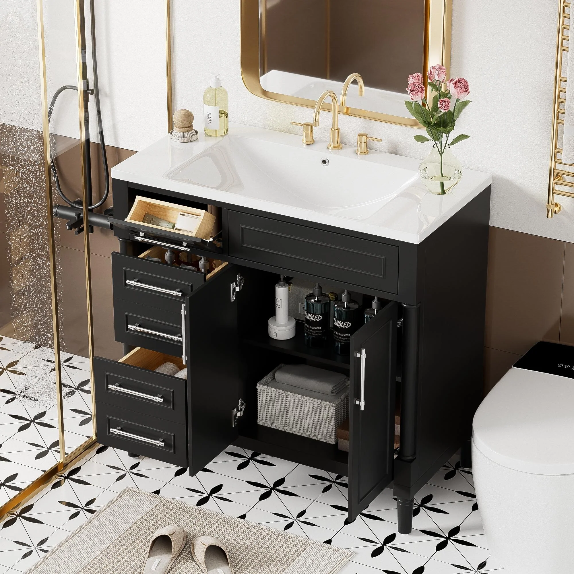 36'' Bathroom Vanity with Top Resin Sink