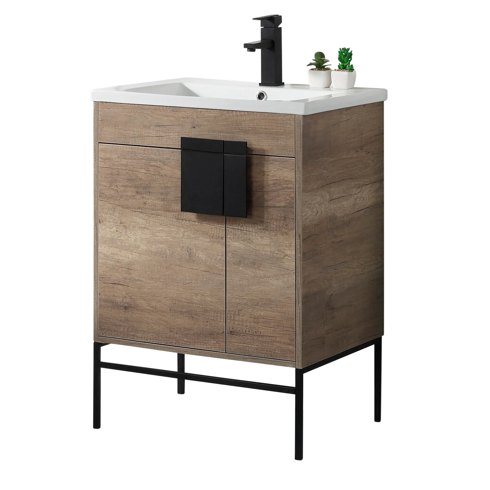 24-inch Modern Bathroom Vanity Set w/ Vitreous China Sink Top