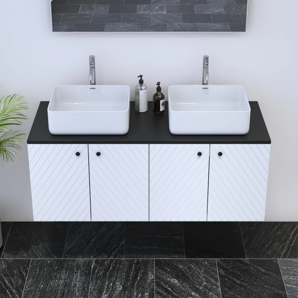 Avela 4D 120 Double Sink Floating Bathroom Vanity (48