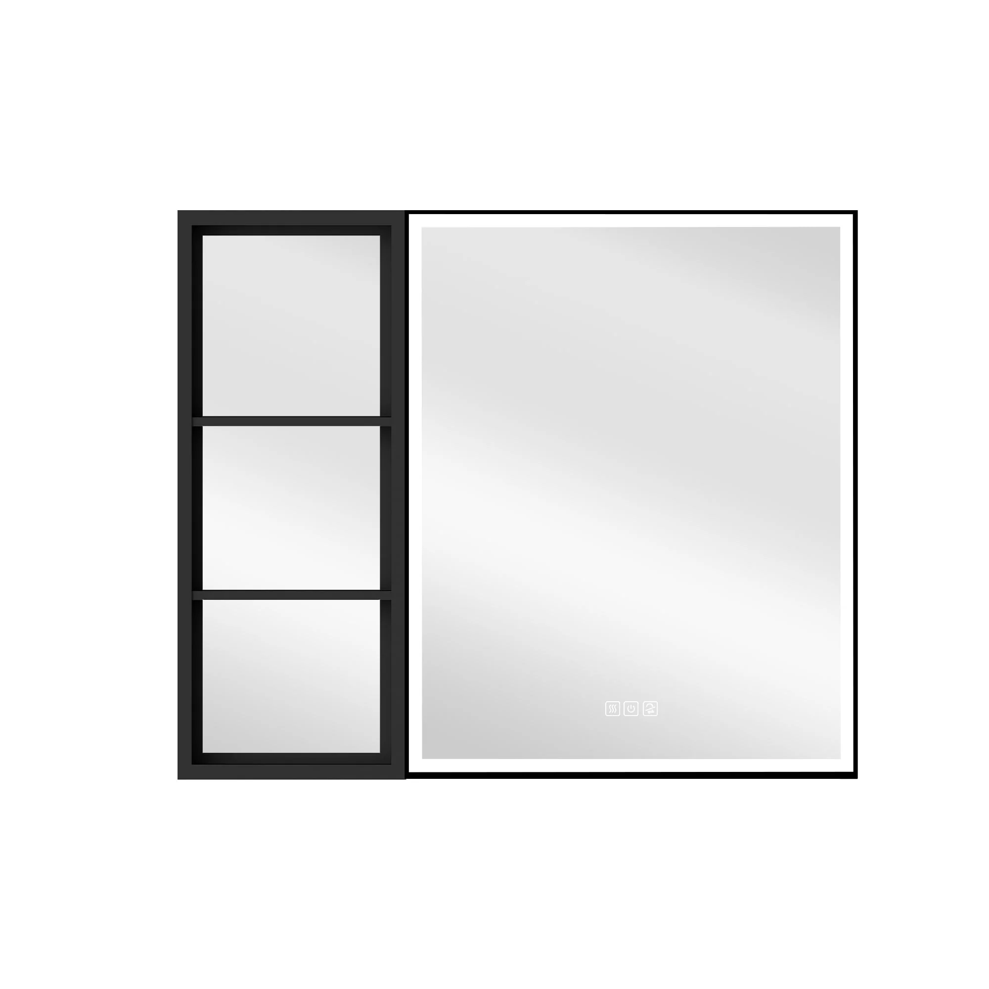 30 in. H Recessed or Surface Wall Mounted LED Mirror Cabinet With Black Side Cabinet