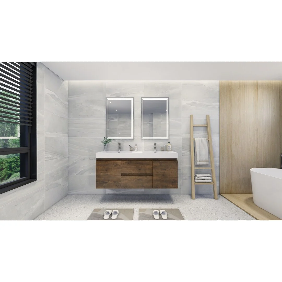 Baillie 60'' Wall-Mounted Vanity with Double Reinforced Acrylic Sink