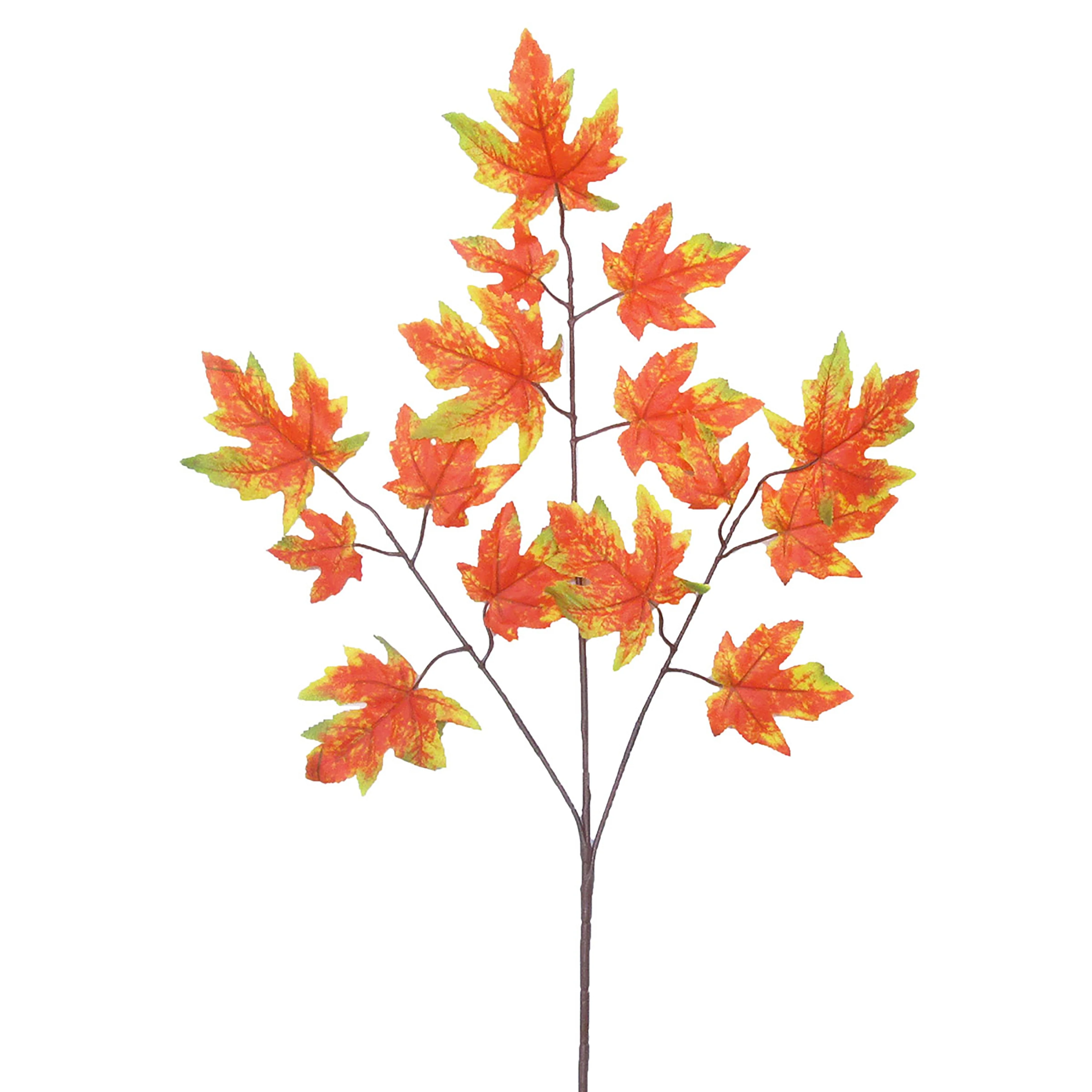 Set of 24 Artificial Rock Maple Leaf Stem Plant Greenery Spray Branch 22in