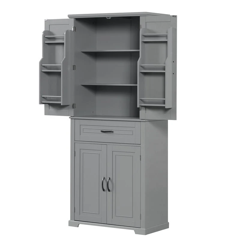 Bathroom Floor Cabinet, Freestanding Storage Cabinet with Doors and Drawer, Kitchen Cupboard with Adjustable Shelf