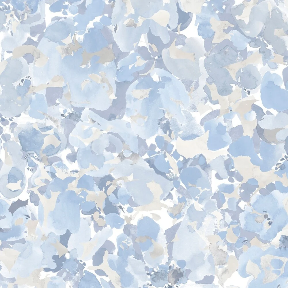 Bloom Wallpaper in Blue, Beige & Greys