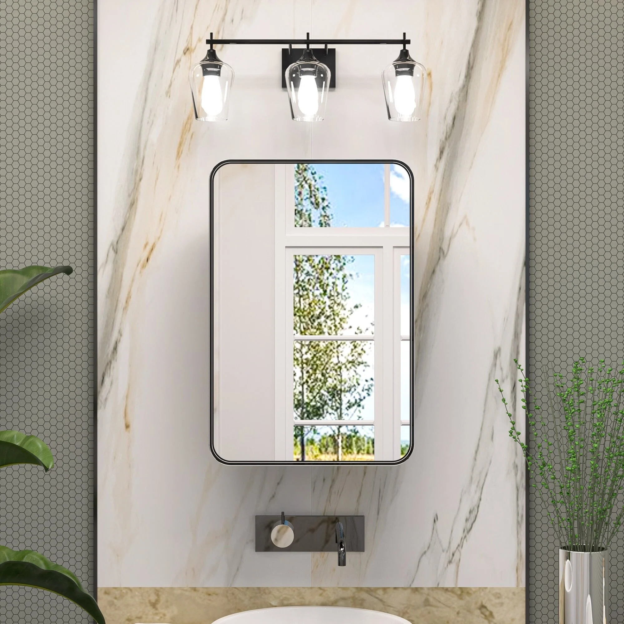 KEONJINN Medicine Cabinets for Bathroom with Mirror, Stainless Steel 1-3 Framed Doors