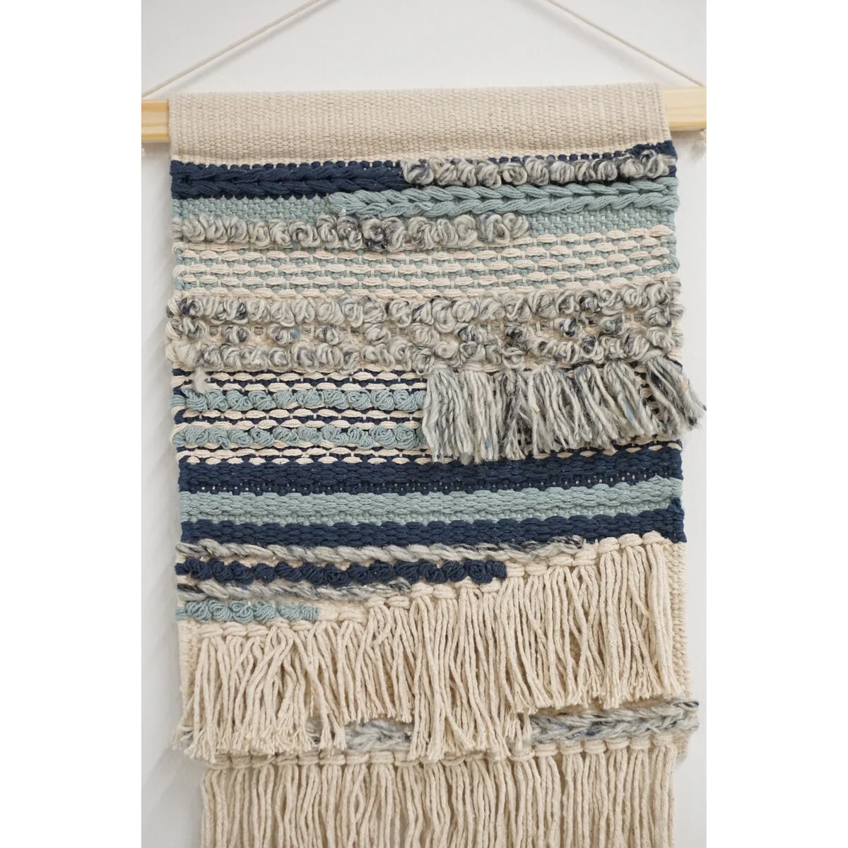 Home&Manor Wool and Cotton Macrame Wall Hanging with Rod Included - Exact Size