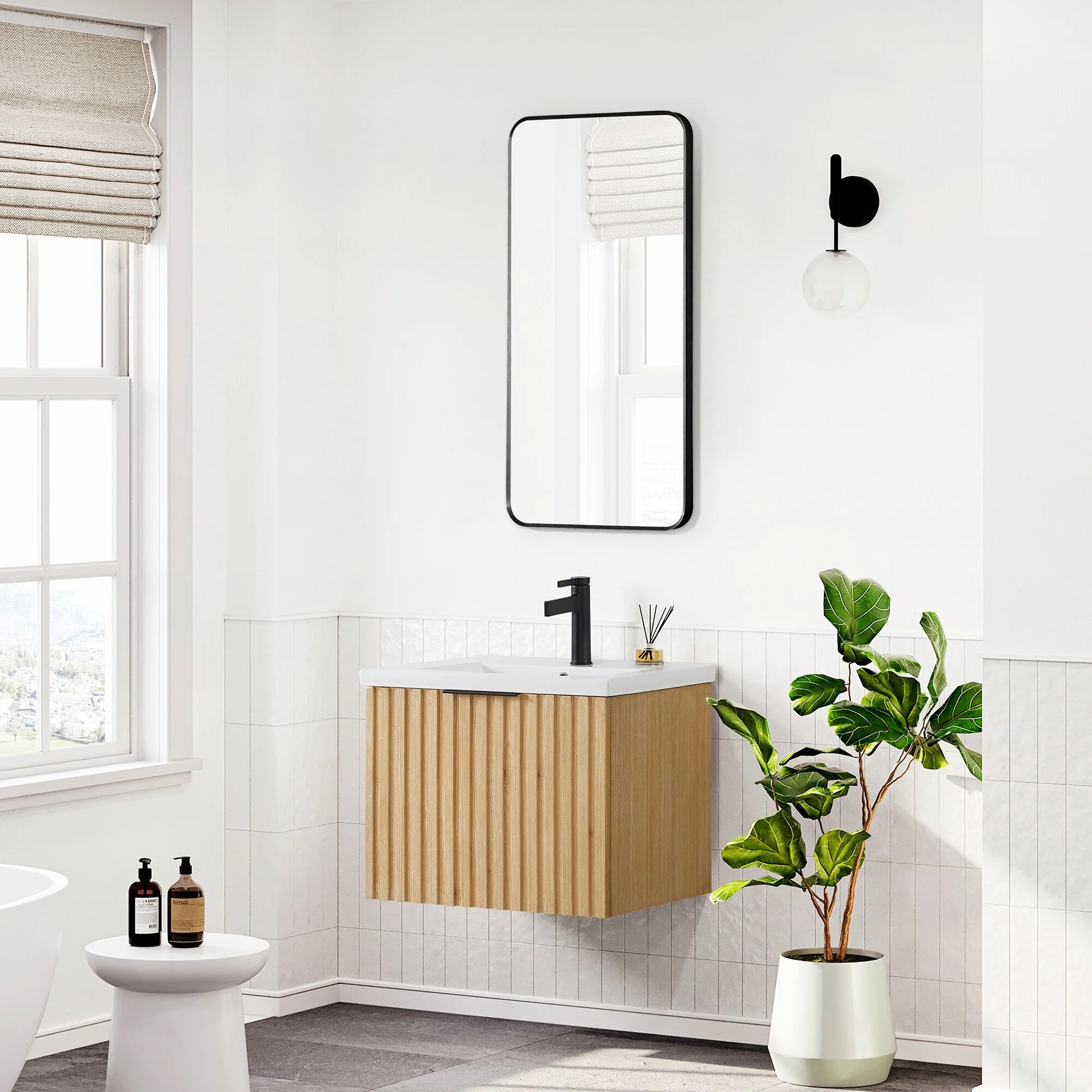 Manila Floating Bath Vanity with Ceramic Basin Top without Mirror