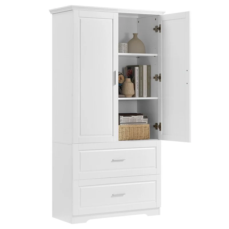 Wide Storage Cabinet with 2 Doors & 2 Drawers