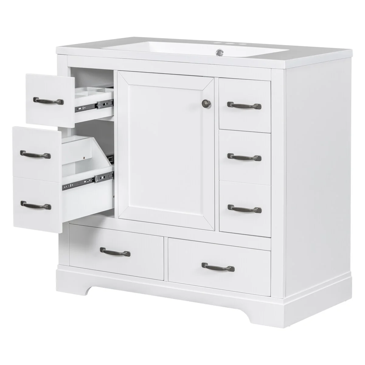 Bathroom Vanity Cabinet with Multi-Functional Drawer and Adjustable Shelf
