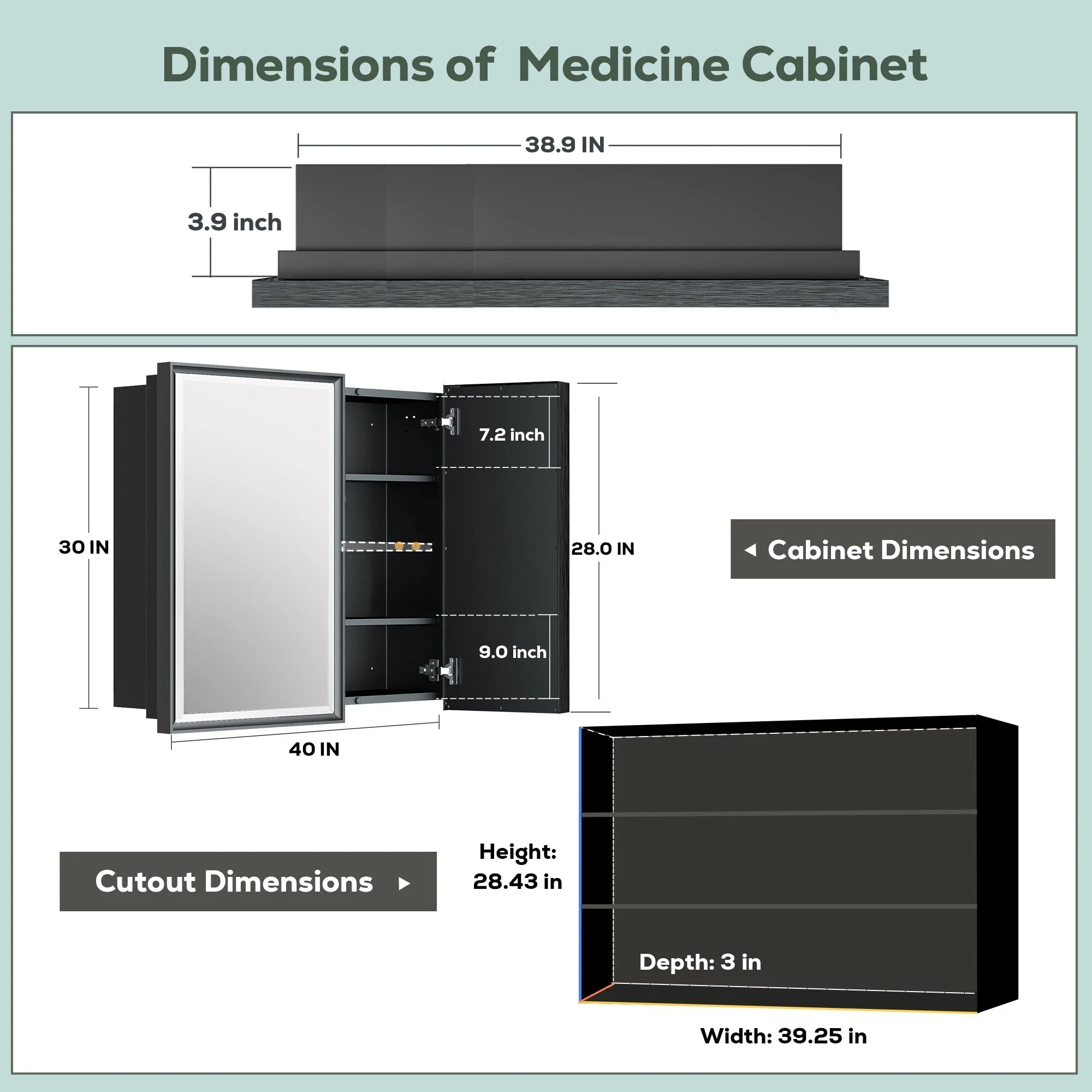 TokeShimi Medicine Cabinets for Bathroom with Mirror, Beveled Framed