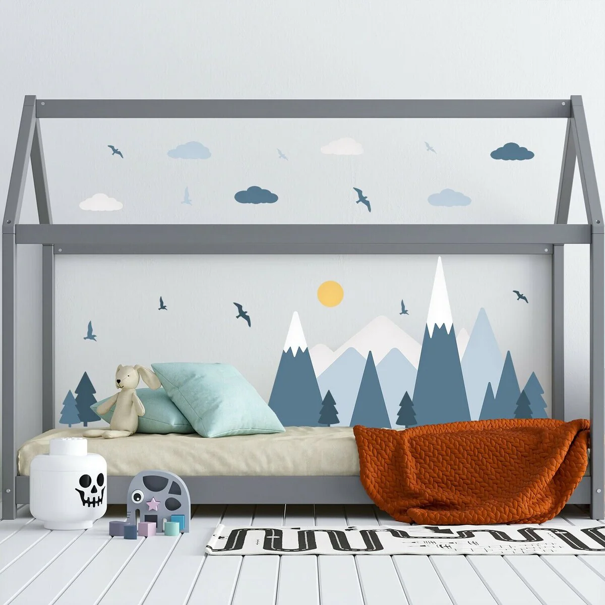 Walplus Blue Mountains Landscape Clouds Birds Children Wall Stickers