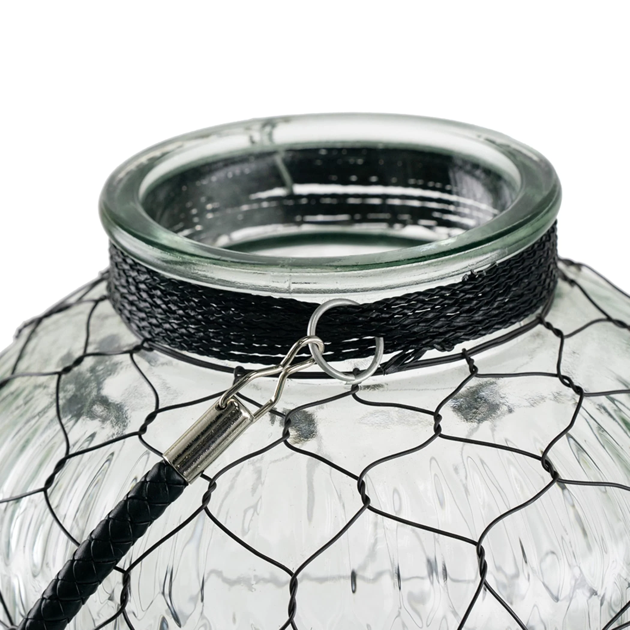 A&B Home 15-inch Clear and Black Ribbed Glass Vase with Handle