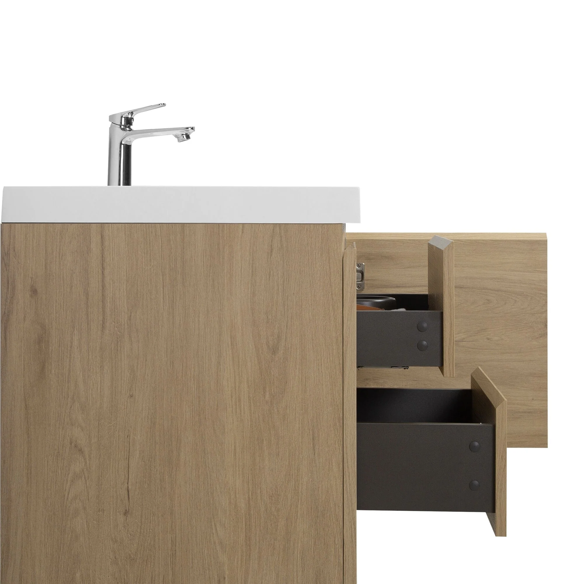 MDF Floating Bathroom Vanity with Integrated Resin Sink