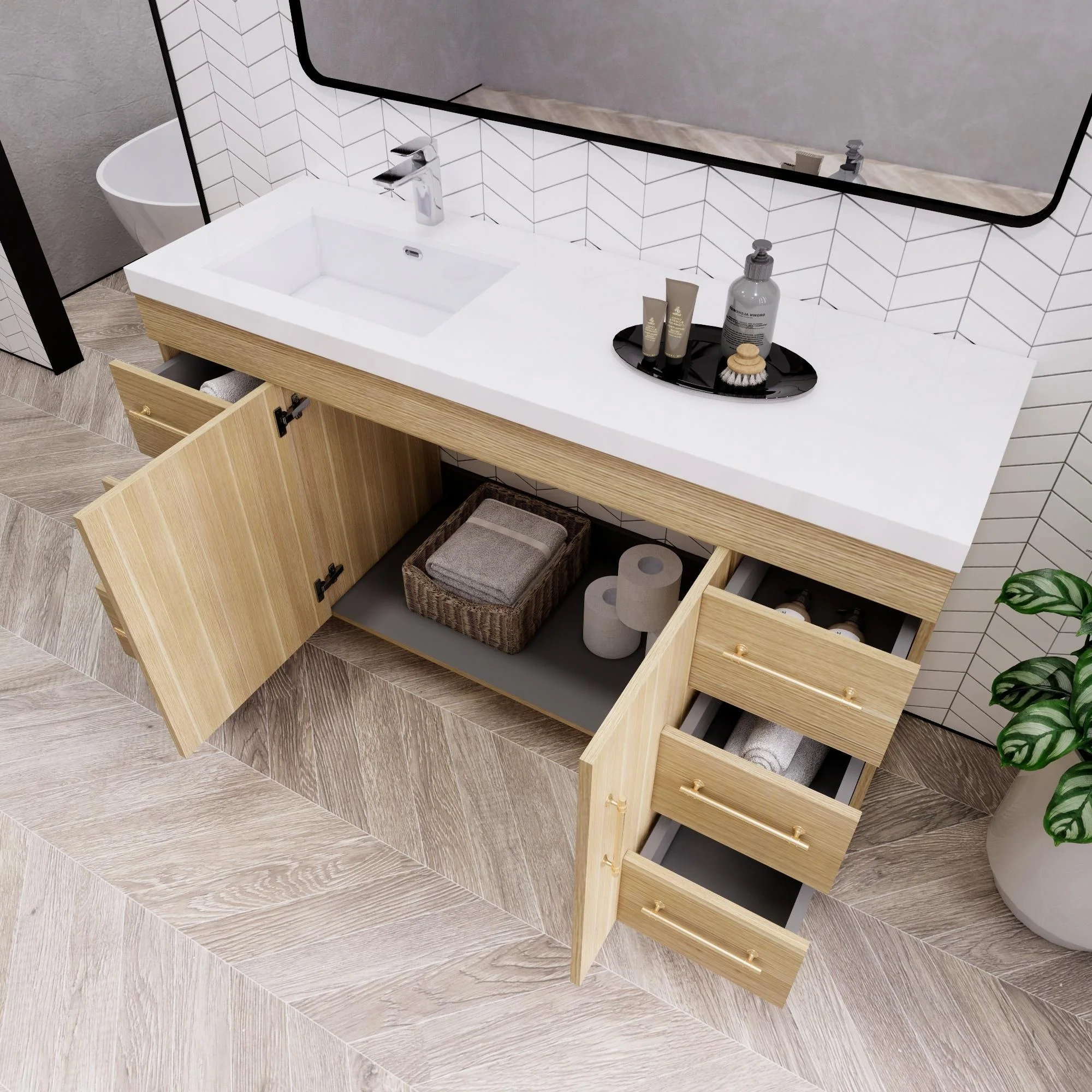 Eliza 60'' Freestanding Vanity with Single Sink on the Left